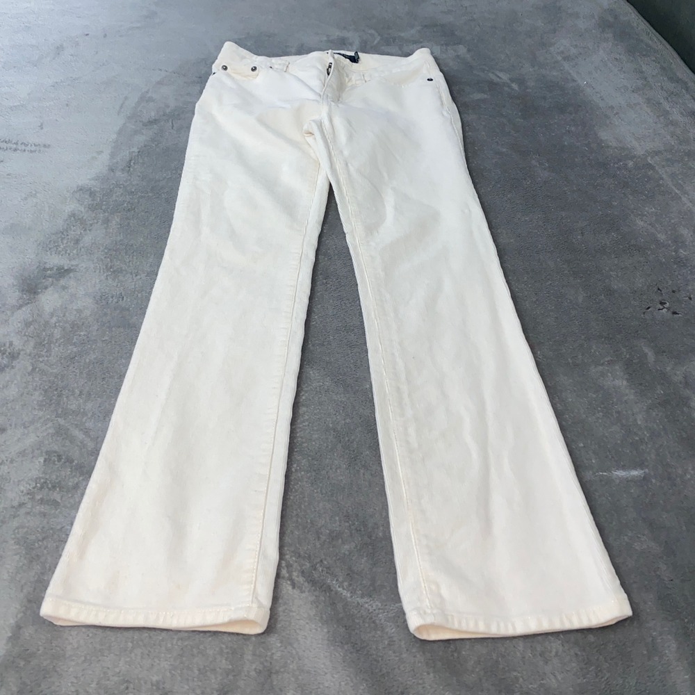 Lauren Ralph Lauren Pants Women 0P Cream Corduroy Straight Leg Mid Rise Petite